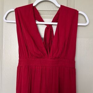 Lulu's Red Cut Out Pleated Jumpsuit